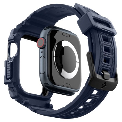 Удароустойчив кейс с каишка за Apple Watch 10 (46mm) от Spigen Rugged Armor Pro - Navy Blue