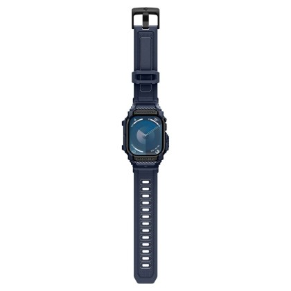 Удароустойчив кейс с каишка за Apple Watch 10 (46mm) от Spigen Rugged Armor Pro - Navy Blue