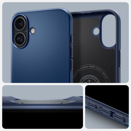 Тънък кейс с MagSafe за iPhone 16 от Spigen Thin Fit Mag - Navy Blue