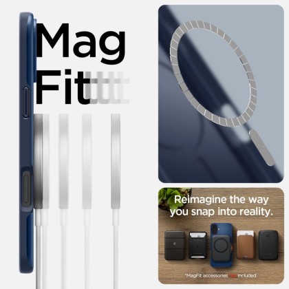 Тънък кейс с MagSafe за iPhone 16 от Spigen Thin Fit Mag - Navy Blue