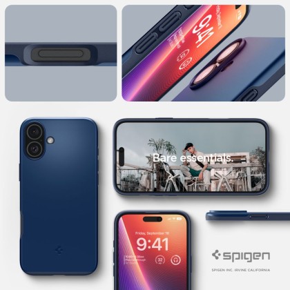 Тънък кейс с MagSafe за iPhone 16 от Spigen Thin Fit Mag - Navy Blue