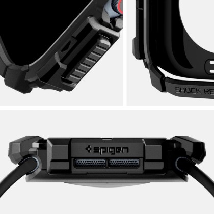 Удароустойчив кейс за Apple Watch 10 (46mm) от Spigen Rugged Armor - Черен мат