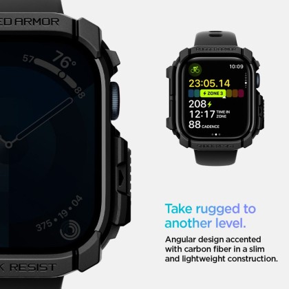 Удароустойчив кейс за Apple Watch 10 (46mm) от Spigen Rugged Armor - Черен мат