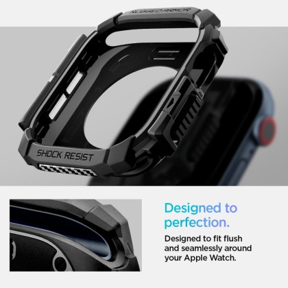 Удароустойчив кейс за Apple Watch 10 (46mm) от Spigen Rugged Armor - Черен мат
