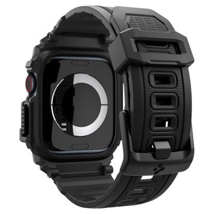 Удароустойчив кейс с каишка за Apple Watch 10 (46mm) от Spigen Rugged Armor Pro - Черен мат