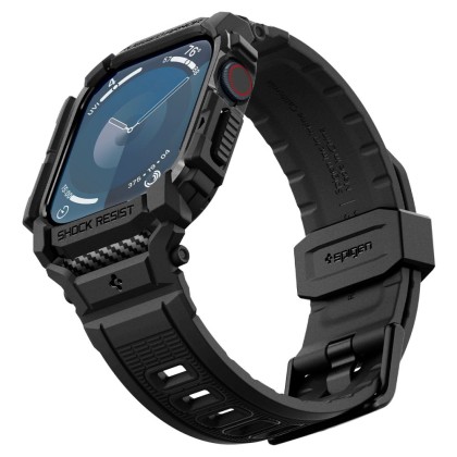 Удароустойчив кейс с каишка за Apple Watch 10 (46mm) от Spigen Rugged Armor Pro - Черен мат