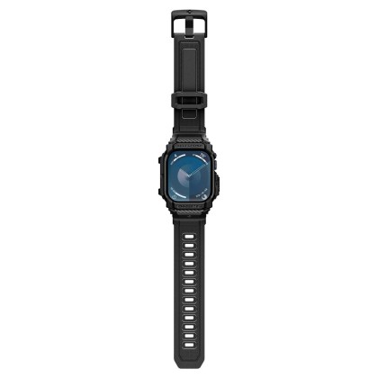 Удароустойчив кейс с каишка за Apple Watch 10 (46mm) от Spigen Rugged Armor Pro - Черен мат