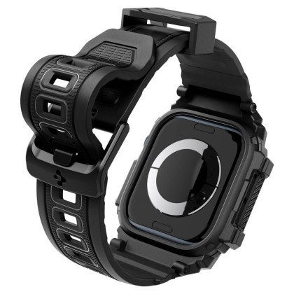 Удароустойчив кейс с каишка за Apple Watch 10 (46mm) от Spigen Rugged Armor Pro - Черен мат