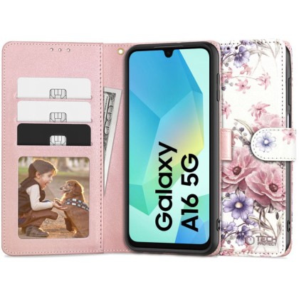 Кожен тефтер за Samsung Galaxy A16 4G / 5G от Tech-Protect Wallet - Blossom Flower