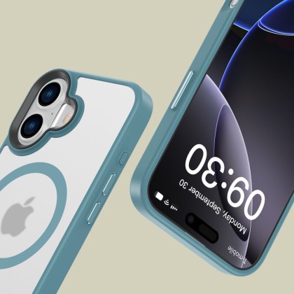 Твърд кейс с MagSafe пръстен за iPhone 16 от Tech-Protect MagMat - Matte Teal