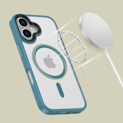 Твърд кейс с MagSafe пръстен за iPhone 16 от Tech-Protect MagMat - Matte Teal