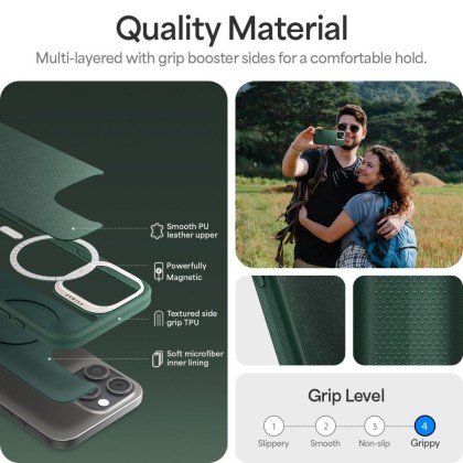 Кожен кейс с MagSafe за iPhone 16 Pro Max от Spigen Cyrill Kajuk Mag - Forest Green