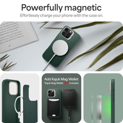 Кожен кейс с MagSafe за iPhone 16 Pro Max от Spigen Cyrill Kajuk Mag - Forest Green