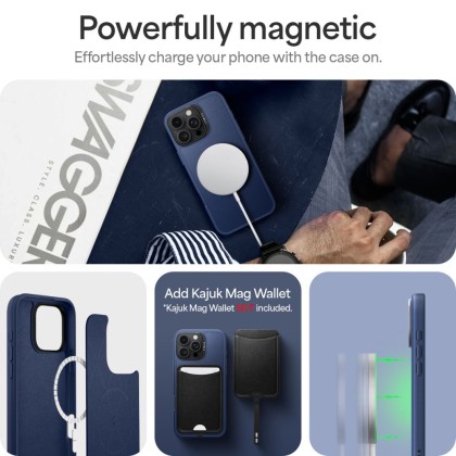 Кожен кейс с MagSafe за iPhone 16 Pro от Spigen Cyrill Kajuk Mag - Navy