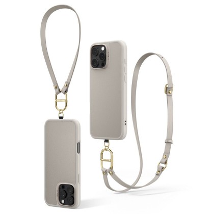 Кожен кейс с ремък и MagSafe за iPhone 16 Pro Max от Spigen Cyrill Kajuk Classic Charm - Cream