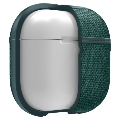 Твърд, текстилен калъф за Apple AirPods 4 от Spigen Urban Fit - Midnight Green