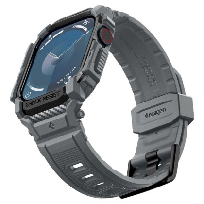 Удароустойчив кейс с каишка за Apple Watch 10 (46mm) от Spigen Rugged Armor Pro - Тъмносив