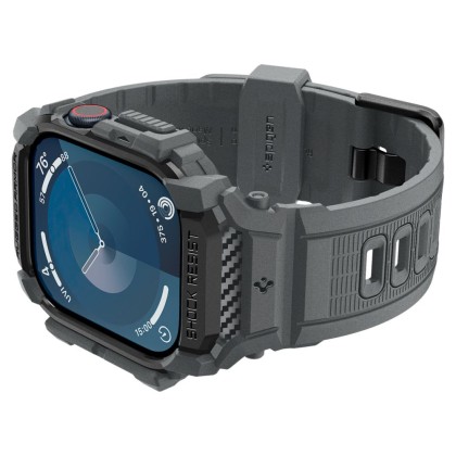 Удароустойчив кейс с каишка за Apple Watch 10 (46mm) от Spigen Rugged Armor Pro - Тъмносив