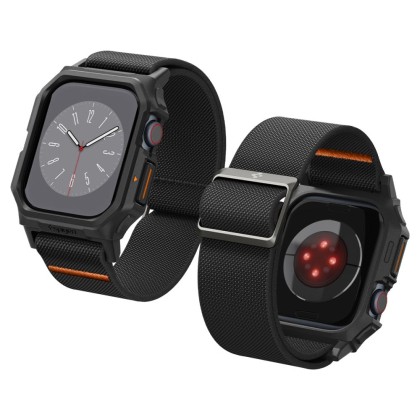 Текстилна каишка и кейс за Apple Watch 10 (42mm) от Spigen Lite Fit Pro - Черен мат