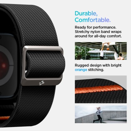 Текстилна каишка и кейс за Apple Watch 10 (42mm) от Spigen Lite Fit Pro - Черен мат