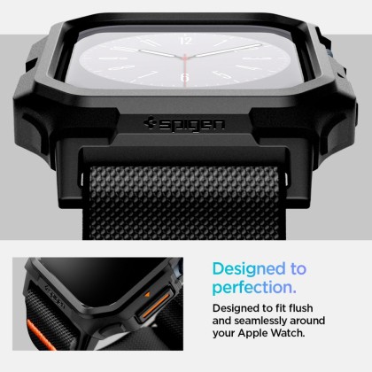 Текстилна каишка и кейс за Apple Watch 10 (42mm) от Spigen Lite Fit Pro - Черен мат