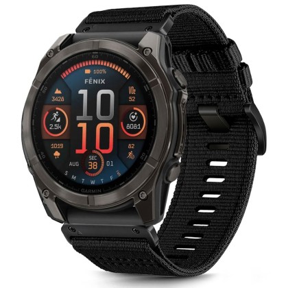 Текстилна каишка за Garmin Fenix 5x / 5x Plus / 6x / 6x Pro / 7x / 8 (51mm) от Tech-Protect Nylon Classic - Черна