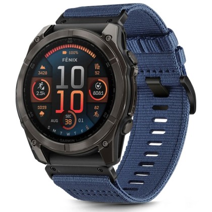 Текстилна каишка за Garmin Fenix 5x / 5x Plus / 6x / 6x Pro / 7x / 8 (51mm) от Tech-Protect Nylon Classic - Navy Blue