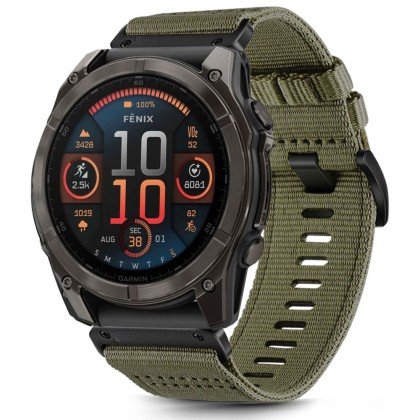 Текстилна каишка за Garmin Fenix 5x / 5x Plus / 6x / 6x Pro / 7x / 8 (51mm) от Tech-Protect Nylon Classic - Olive Green