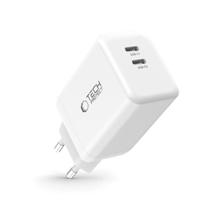 Зарядно за IOS и Android с GaN и PD 45W от Tech-Protect NC45W-GAN - Бял