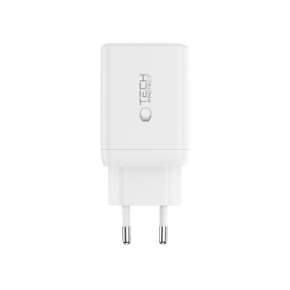 Зарядно за IOS и Android с GaN и PD 45W от Tech-Protect NC45W-GAN + Кабел USB-C - Бялo