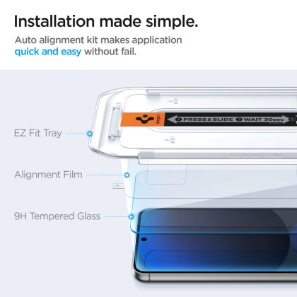 2 стъклени протектора за дисплей на Samsung Galaxy S24 FE от Spigen Glas.TR "Ez Fit" - Прозрачни