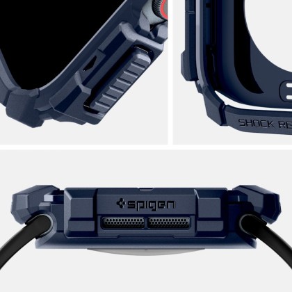 Удароустойчив кейс за Apple Watch 10 (46mm) от Spigen Rugged Armor - Navy Blue
