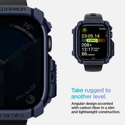 Удароустойчив кейс за Apple Watch 10 (46mm) от Spigen Rugged Armor - Navy Blue