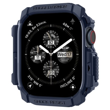Удароустойчив кейс за Apple Watch 10 (46mm) от Spigen Rugged Armor - Navy Blue