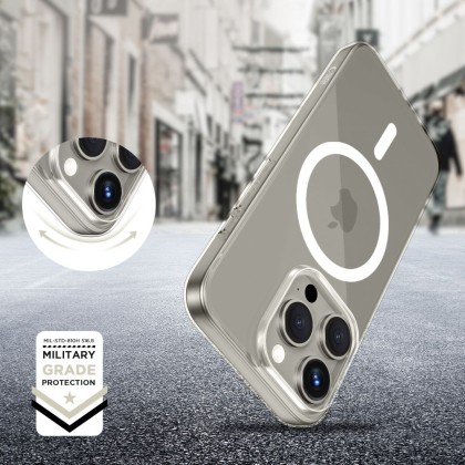 Силиконов кейс с MagSafe за iPhone 15 Pro от Tech-Protect FlexAir - Прозрачен