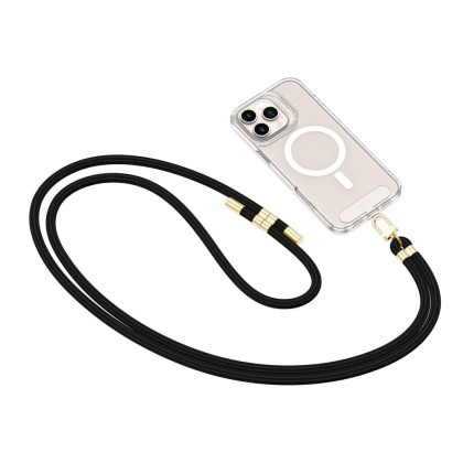Универсален ремък 75 см за смартфон от Tech-Protect C7S Rope Crossbody – Черен / Златист 
