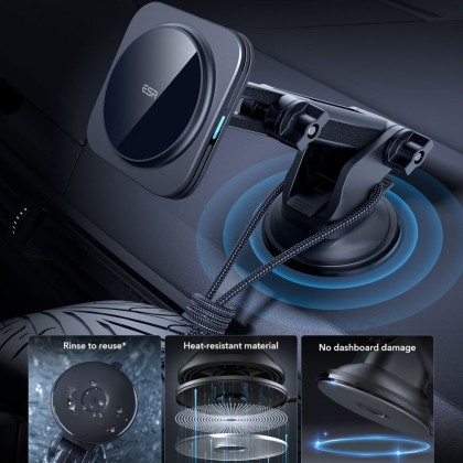 Магнитна стойка за автомобил с MagSafe безжично зареждане 15W от ESR Halolock QI2 - Черна