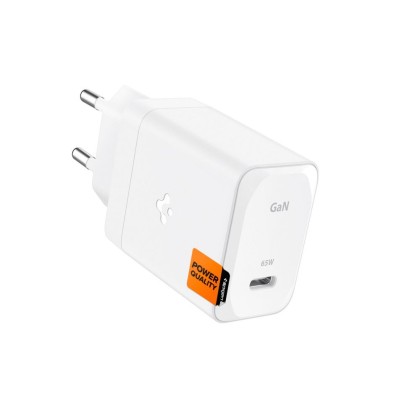 Универсално зарядно устройство с PD 3.0 и PPS 65W от Spigen Arcstation Pro GaN-651 + USB-C кабел - Бяло