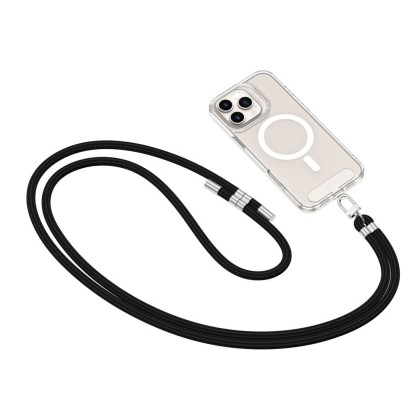 Универсален ремък 75 см за смартфон от Tech-Protect C7S Rope Crossbody – Черен / Сребрист  