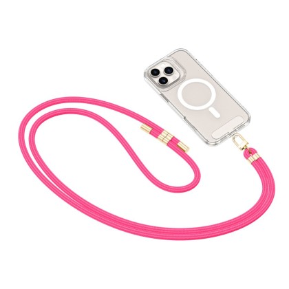 Универсален ремък 75 см за смартфон от Tech-Protect C7S Rope Crossbody – Hot Pink / Gold 