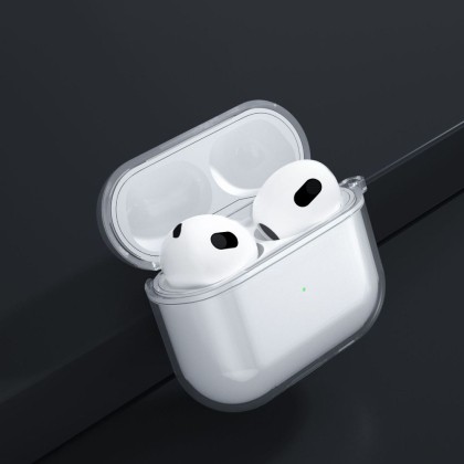 Силиконов калъф с карабинер за слушалки Apple AirPods 3 от Tech-Protect FlexAir - Прозрачен
