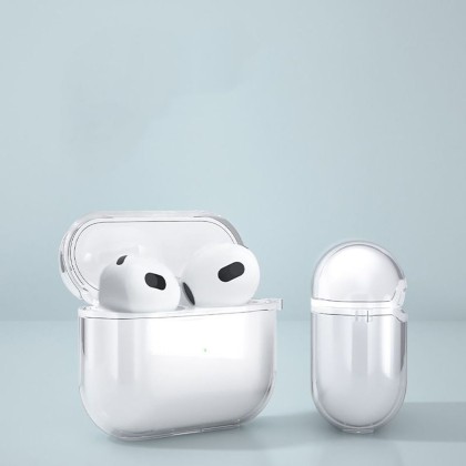 Силиконов калъф с карабинер за слушалки Apple AirPods 3 от Tech-Protect FlexAir - Прозрачен