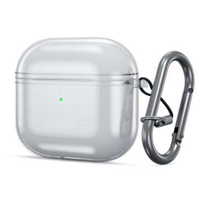 Силиконов калъф с карабинер за слушалки Apple AirPods 3 от Tech-Protect FlexAir - Прозрачен