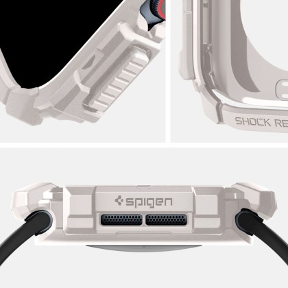 Удароустойчив кейс за Apple Watch 10 (46mm) от Spigen Rugged Armor - Dune Beige