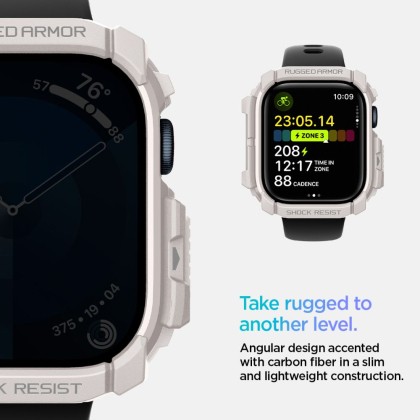 Удароустойчив кейс за Apple Watch 10 (46mm) от Spigen Rugged Armor - Dune Beige