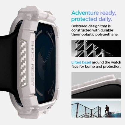 Удароустойчив кейс за Apple Watch 10 (46mm) от Spigen Rugged Armor - Dune Beige