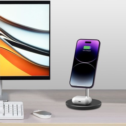 Магнитна безжична станция 15W с MagSafe от Tech Protect QI-A39 - Черна