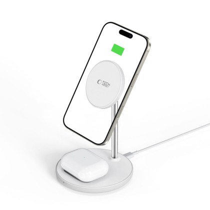 Магнитна безжична станция 15W с MagSafe от Tech Protect QI-A39 - Бяло