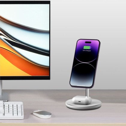 Магнитна безжична станция 15W с MagSafe от Tech Protect QI-A39 - Бяло