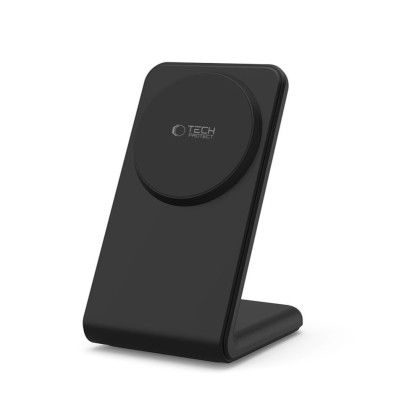 Безжично зарядно устройство 15W с MagSafe и стойка от Tech Protect QI-A38 - Черно